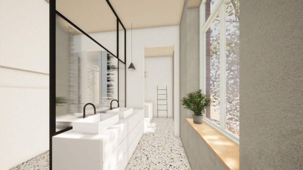 Projet architecture intérieur transformation salle de bain vasques